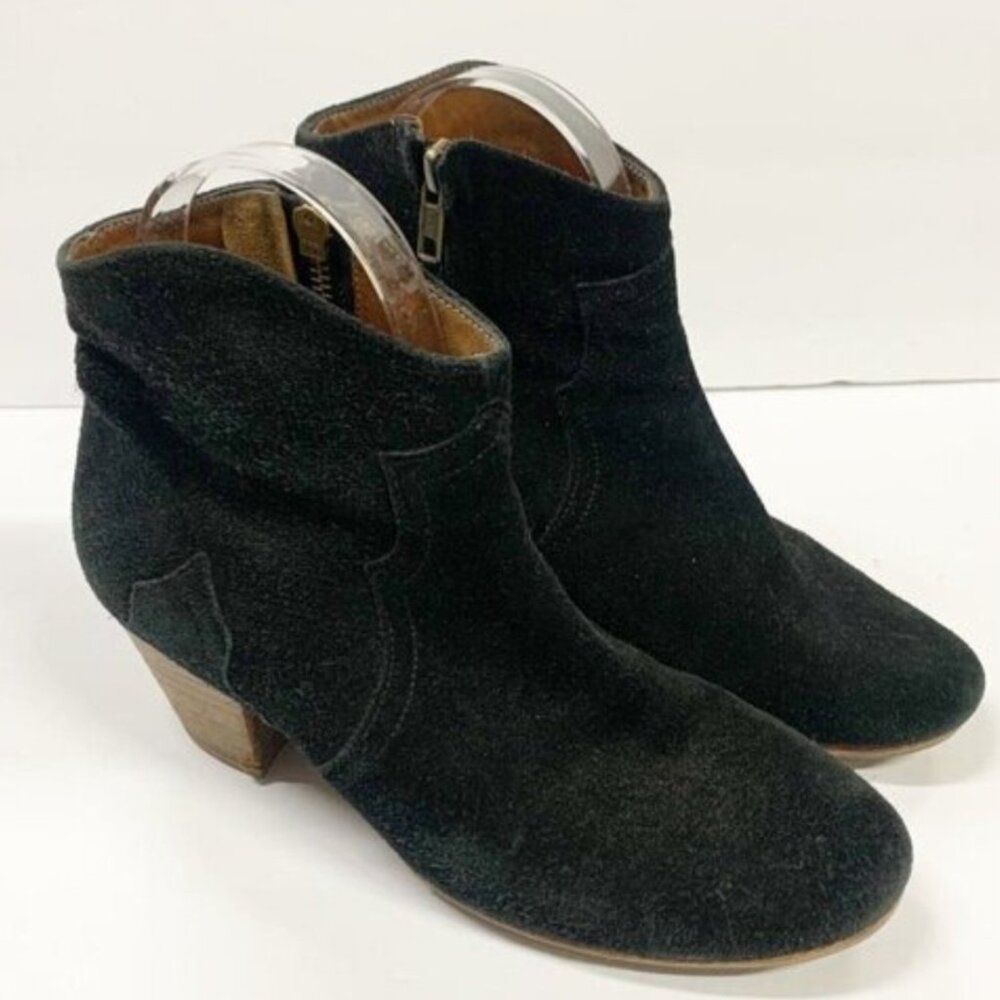 ISABEL MARANT Étoile Suede Dicker Ankle Boots Black Size 37 US 7